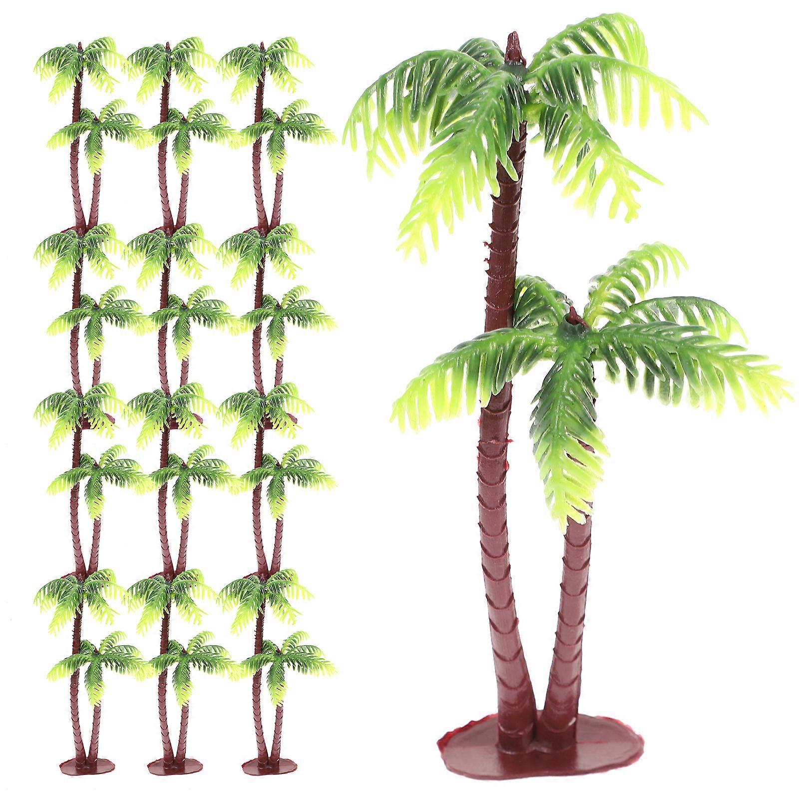 24 stk Mini Planter Mini Fake Palm Tree Desktop Stand Kokos Palm Modell Trær Miniatyr Palm Tree