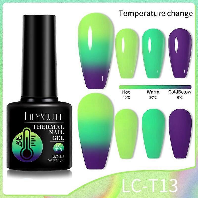 Thermal Nail Gel Polish 3 Layers Temperature Shiny Color Changing Series Semi Permanent Soak Off UV Nail Gels PolishLC-T13
