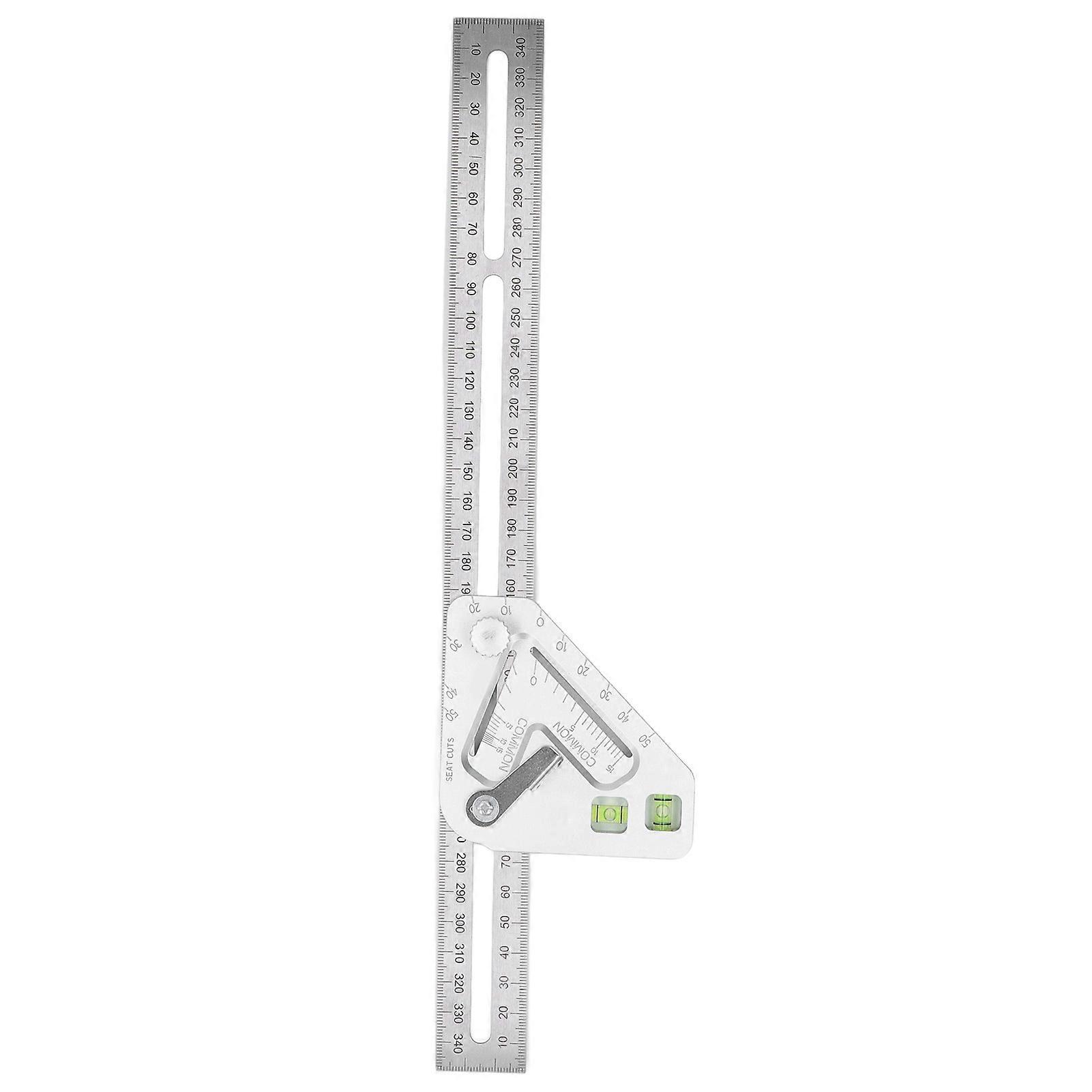 Woodworking Triangle Ruler Silver Flexible Wear Resistance Triangle Ruler with Bubble Level