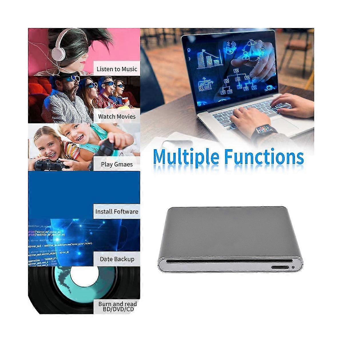 External Blu-ray Dvd Drive 3d Player Usb 3.0 Blu-ray Cd Dvd Player Reader For Windows Xp/7/8/10 Sil