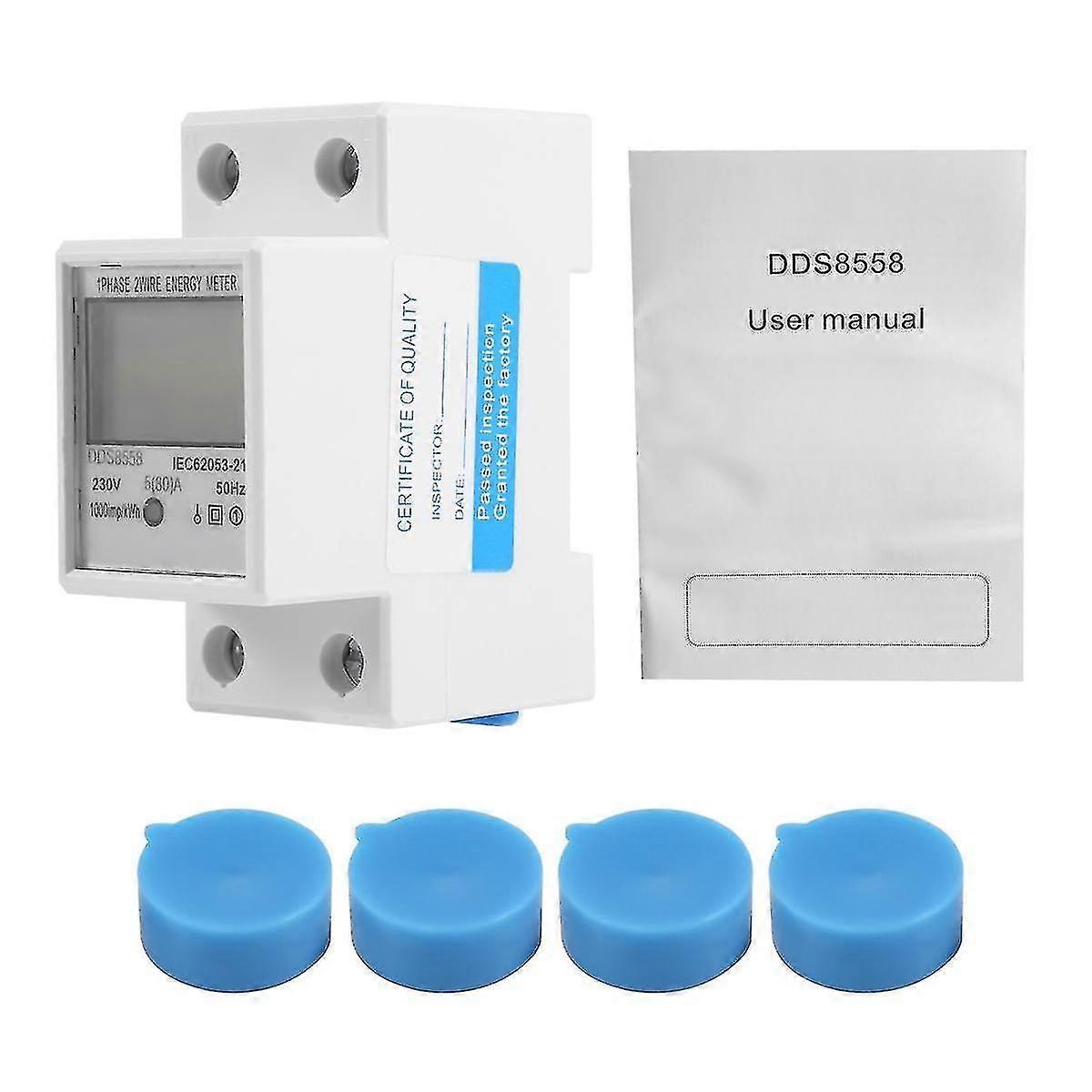 Din Rail Kwh Meter 1 Phase 2 Wire Lcd Digital Display Consumpt Electric Kwh Counter