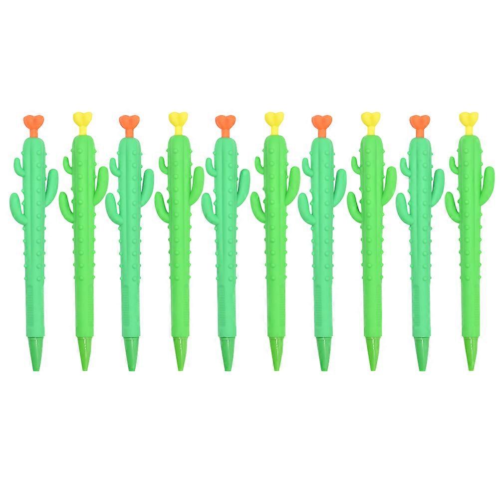 10 Pcs Creative Cactus Shaped Propelling Pencil Plastic Student Stationery
