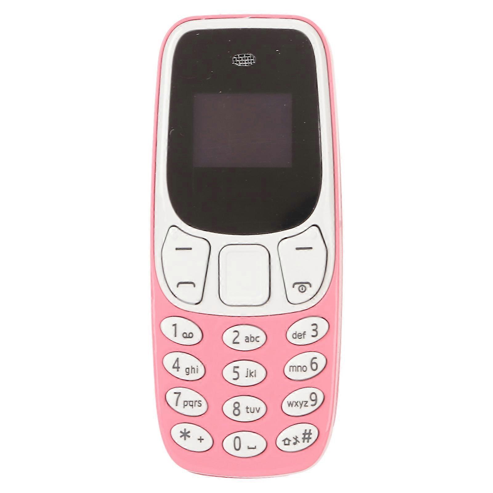 Worlds Smallest Phone Hands Free Bluetooth Dialer Dual SIM Card Unlocked GSM 2 in 1 Mini Mobile Phone Pink