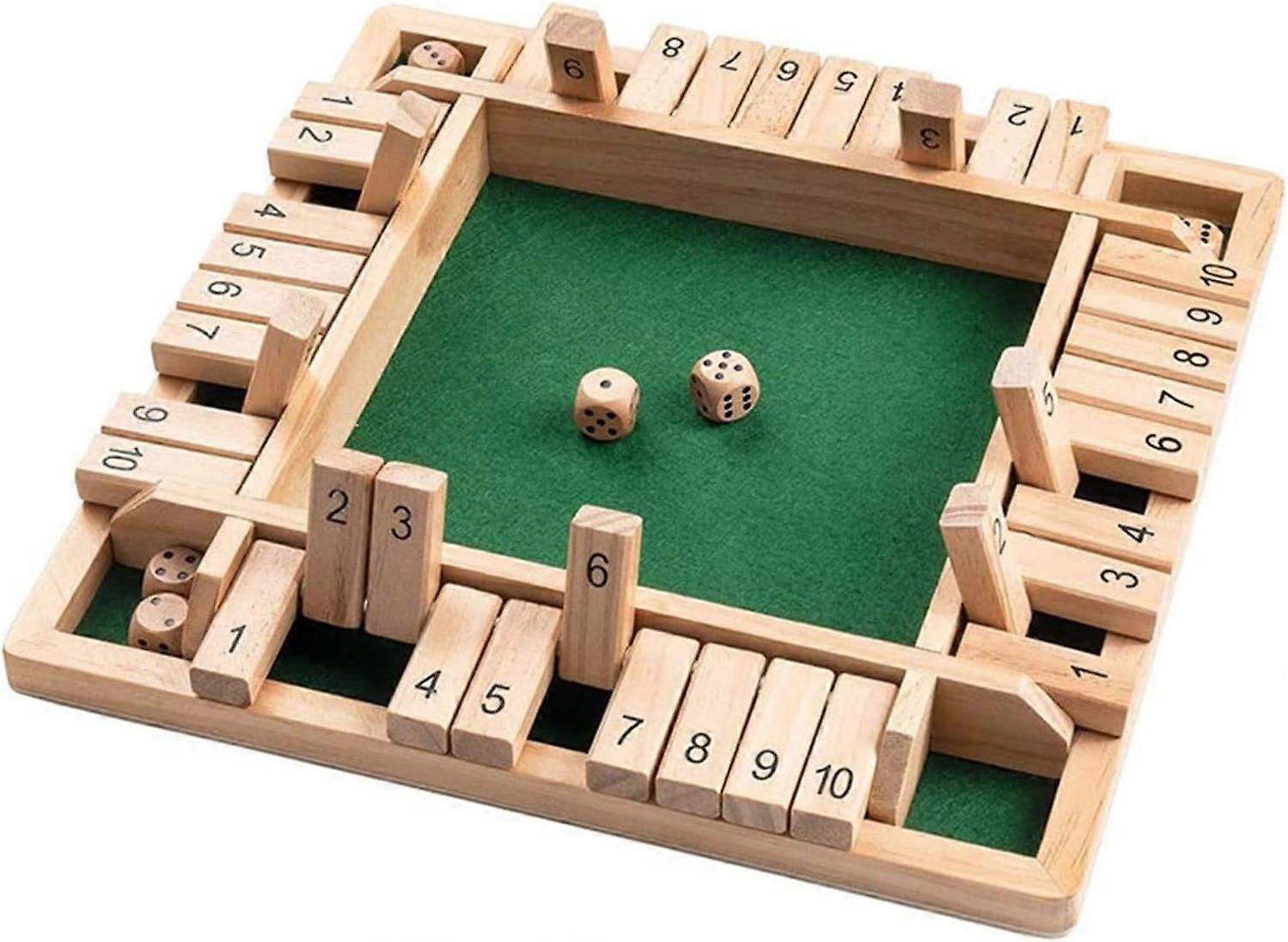 Wooden Board Game, 4 Players Shut The Box Dice Game Mathematics Traditional Pub Board Dice Game Travel 4 Players Great Family Board Games Vacation fun