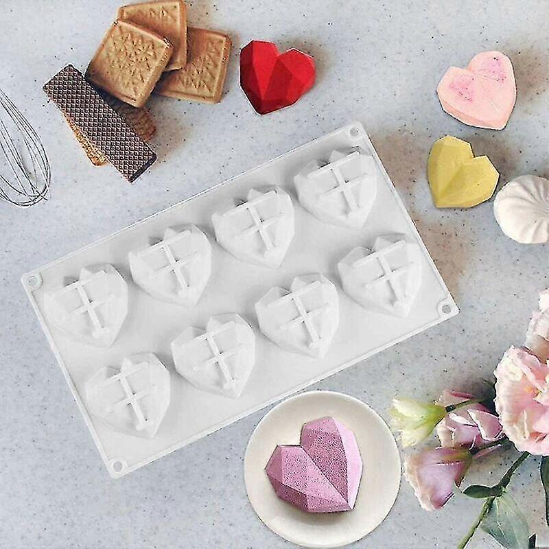 geometric diamond heart shape chocolate soap cake mold baking