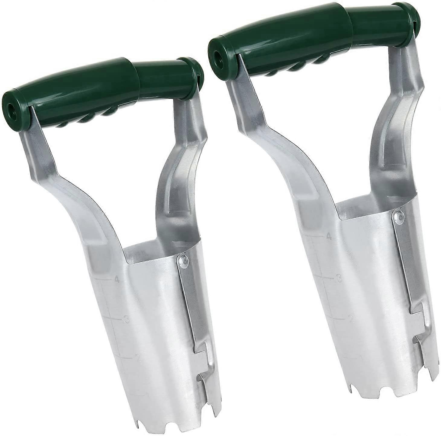 2 stuks tuinbollenplanter met dieptemarkering, gegalvaniseerd bolplantergereedschap