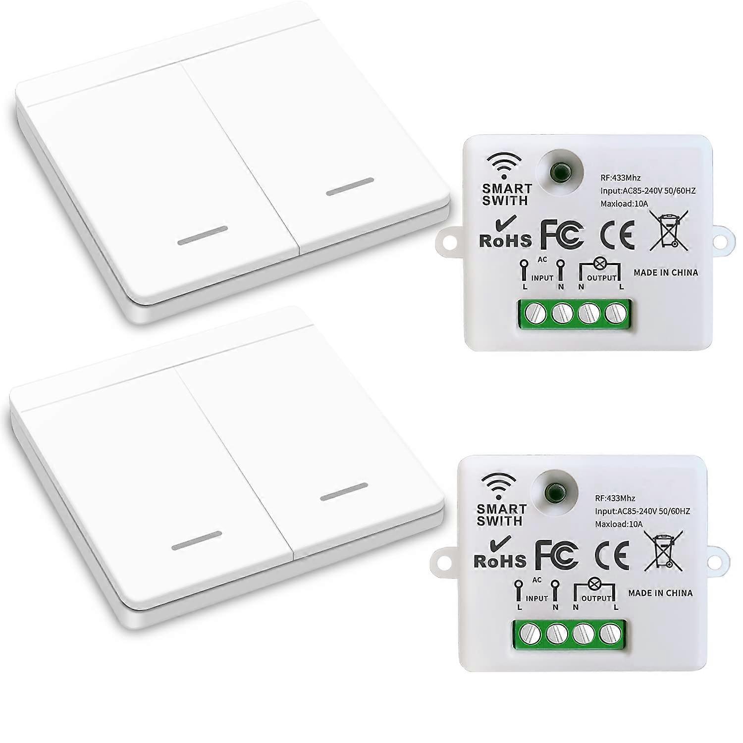 Wireless Light Switch (optional), RF Transmitter Safety Switch & 10A Receiver Controller, Easy Installation for Lamp up to 1500W