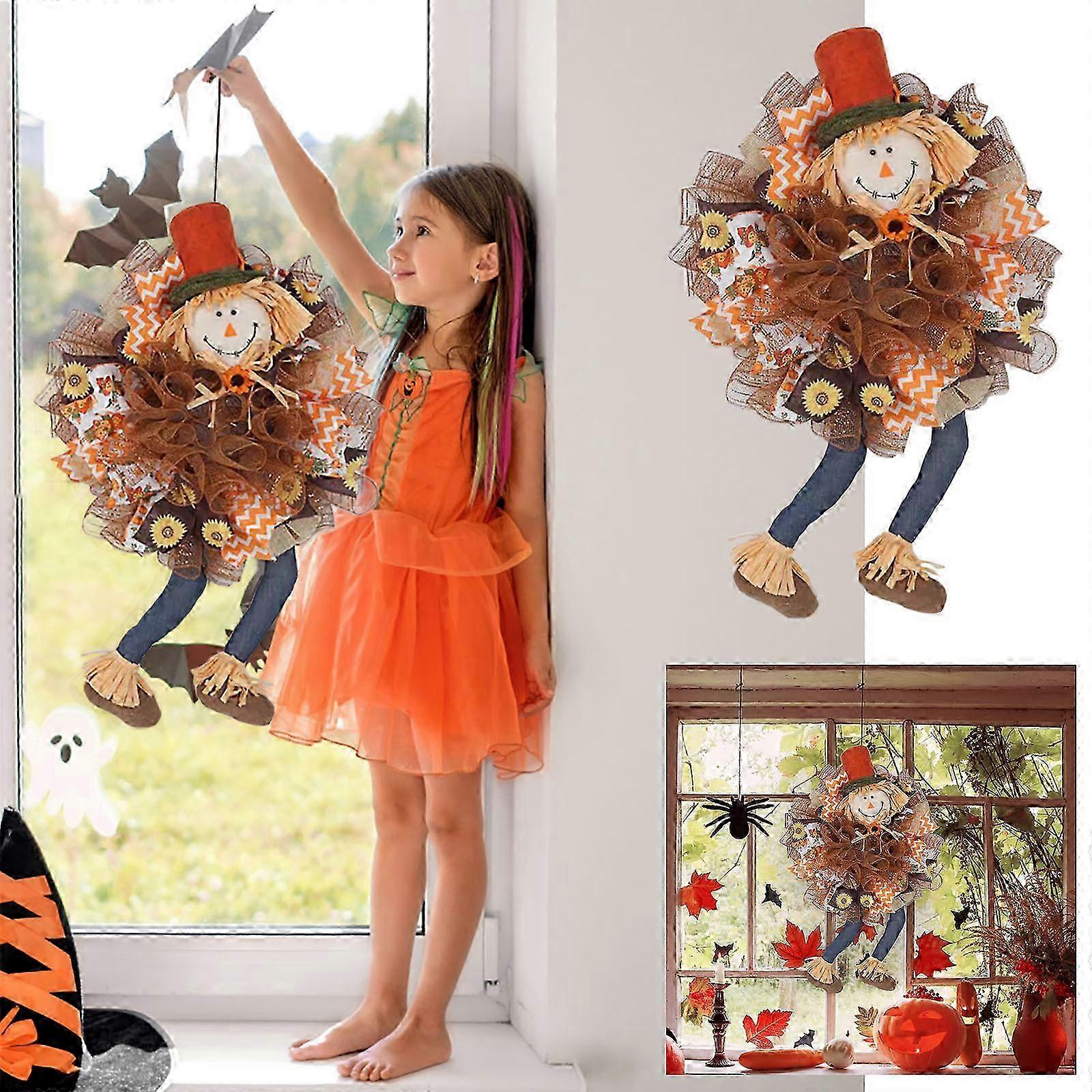 Costumi di Halloween Autunno Ringraziamento Corona Spaventapasseri Corona Porta d'ingresso Patio Appeso Decorazione Festa di Halloween