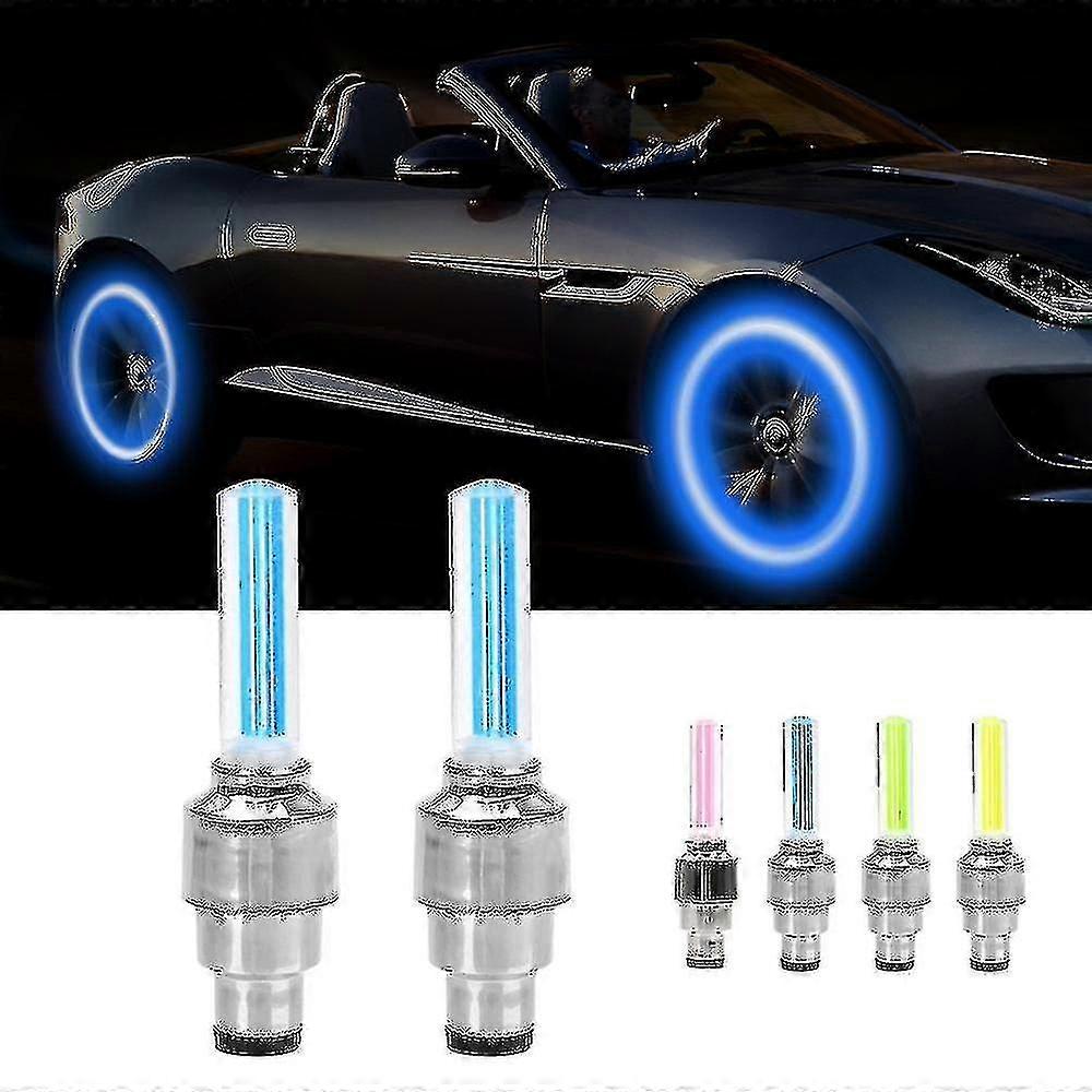 4pcs Car Wheel Led Light Motocycle Bike Light Tire Valve Cap Decorative Lantern Tire Valve Cap Flash Spoke Neon Lamp PK