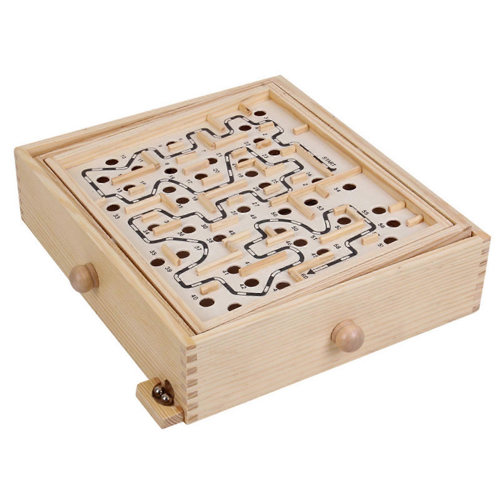 Wooden Labyrinth Game Balance Keeping Desktop Group Play Classic Puzzle Game Toy for Kids and Adults