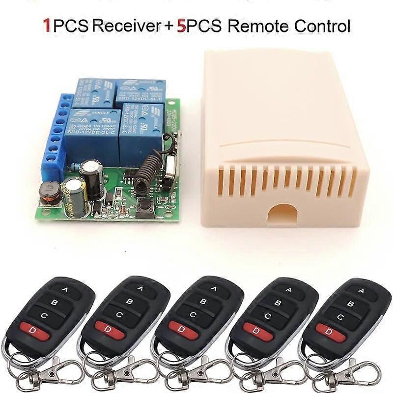 433RF Switch Remote Control AC220V 10A 4CH Relay Receiver and Transmitter for Garage\Door\LED\BulbGarage\Home appliance Control
