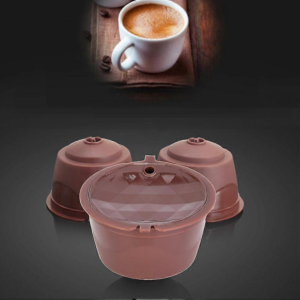 4pcs Reusable Refillable Coffee Capsules Pod Filter Cups Strainer Brown