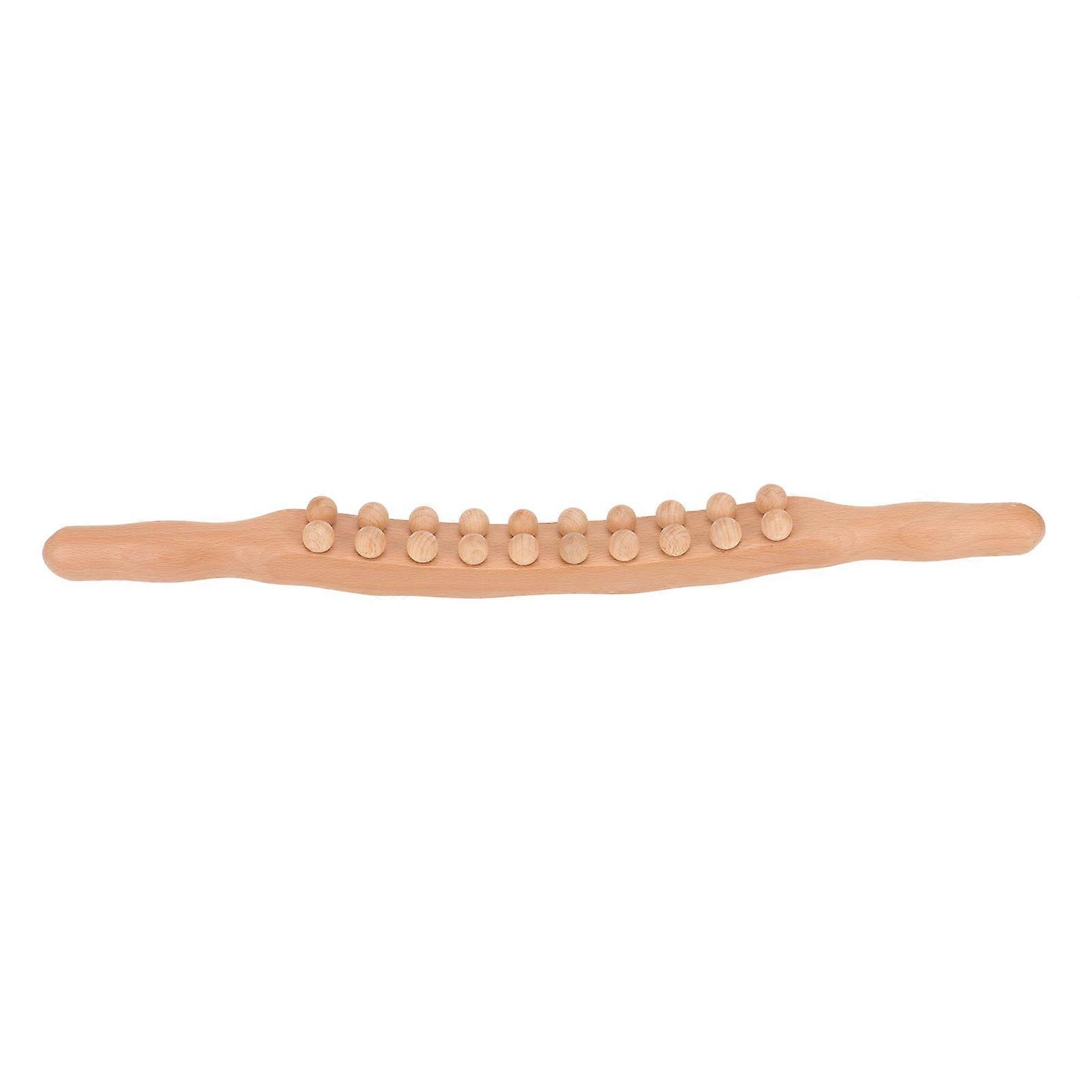 Beech Roller Stick Double Row 20 Beads Double Sided Massage Roller Stick for Relaxing