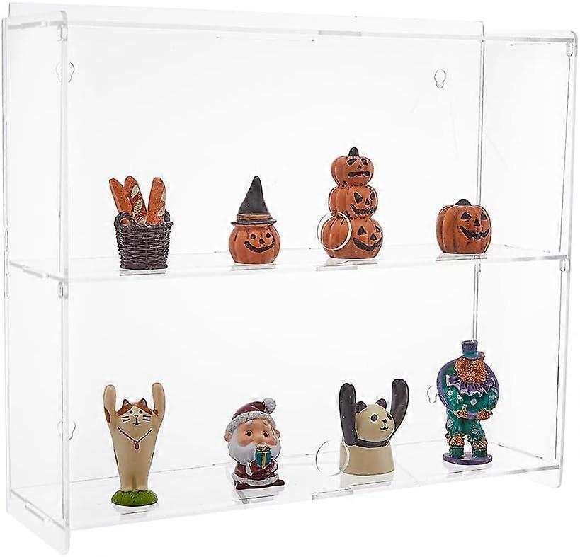 Acrylic Display Case 2 Tiers Clear Display Case for Funko Pop Figures Storage Box Cabinet Organizer for Collections Display Holder 30.5x9.5x26.5cm
