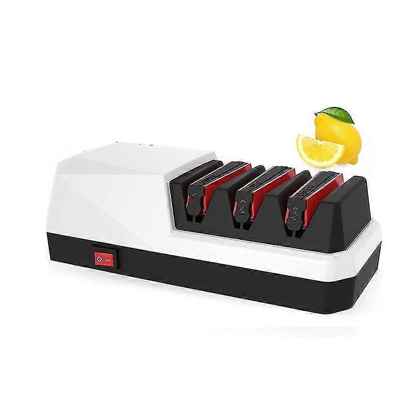 Electric Knife Sharpener- Knife Sharpeners, 3 Stage Electric Knife Sharpener, 3-stage, White Eu Plu
