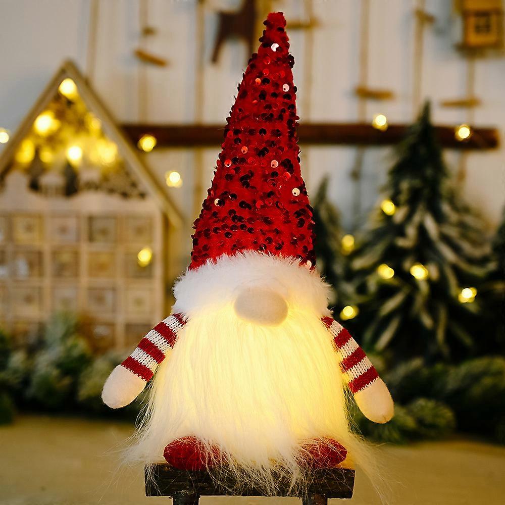 Christmas Decoration Christmas Sequins With Lights Rudolph Doll Christmas Luminous Faceless Doll Ornaments