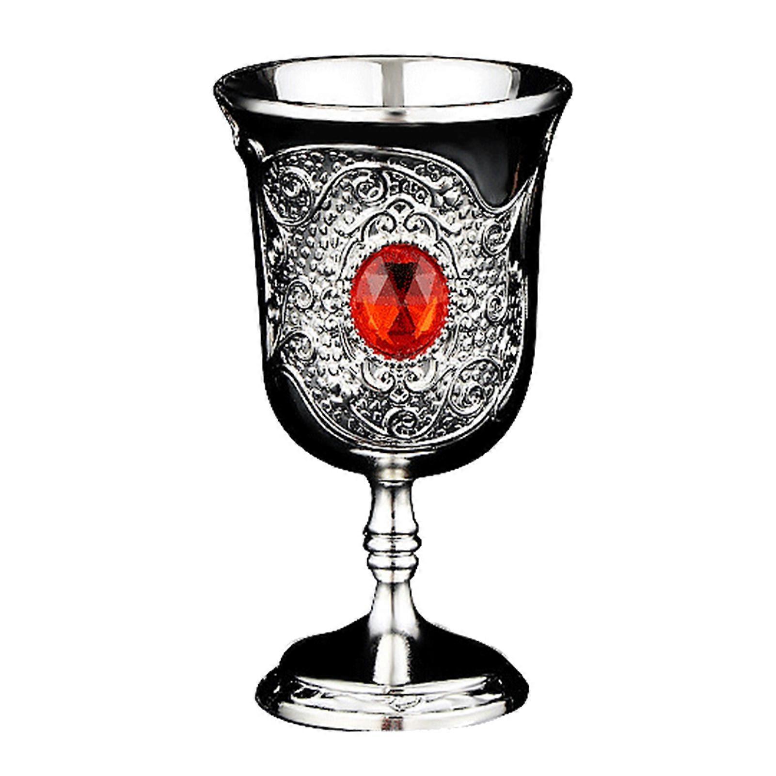 Shot Glass Strong Small Sturdy Smooth Surface Vintage Decorative Three-dimensional Relief European Style Ruby Goblet for Home