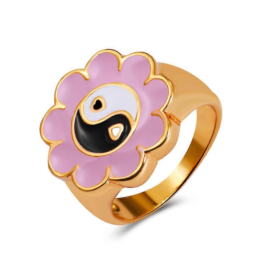 Bagua flower ring, cold style, cute and interesting ring