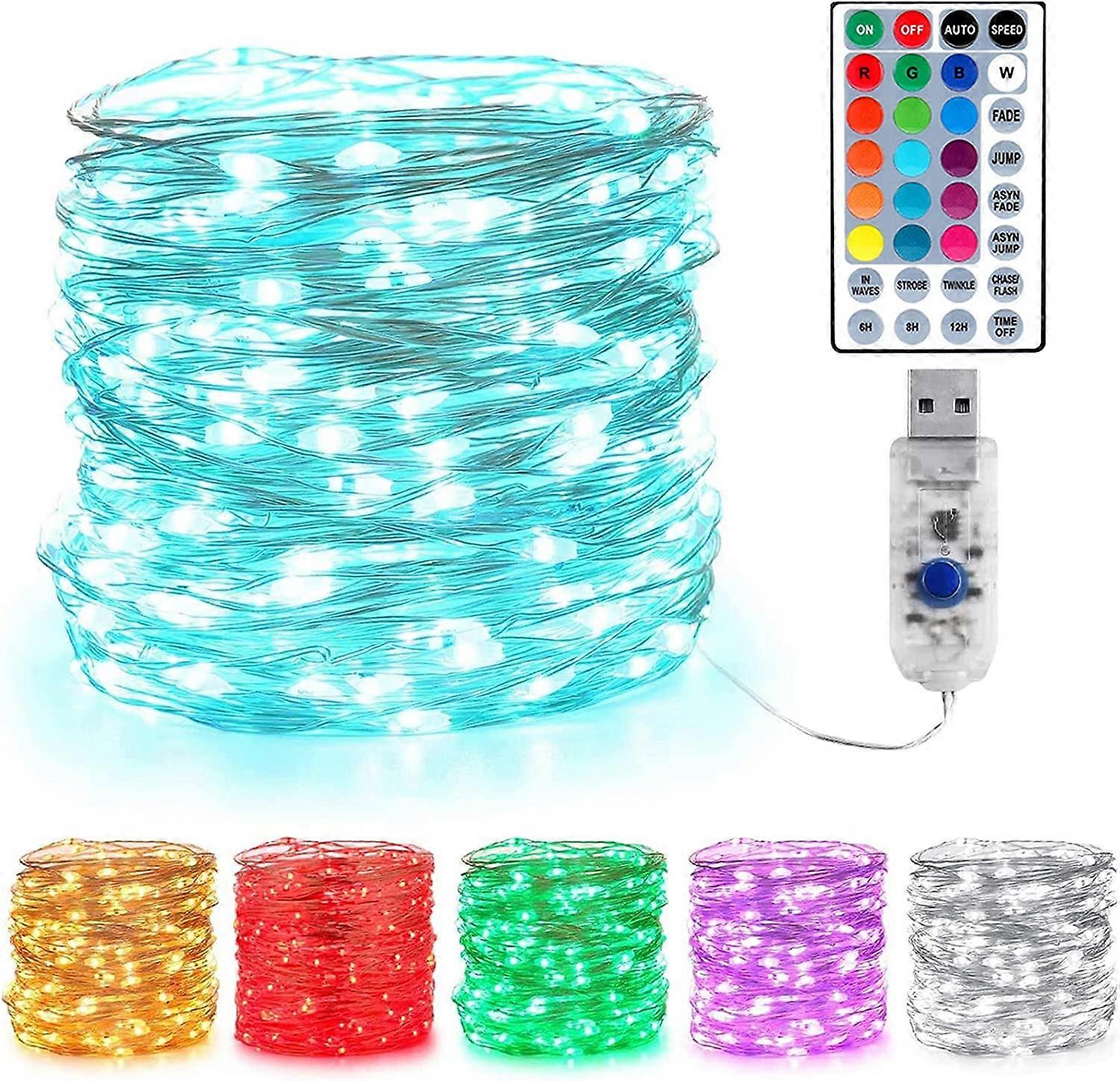 10m 100 LEDs USB 16 Multicolor Changing Fairy Lights