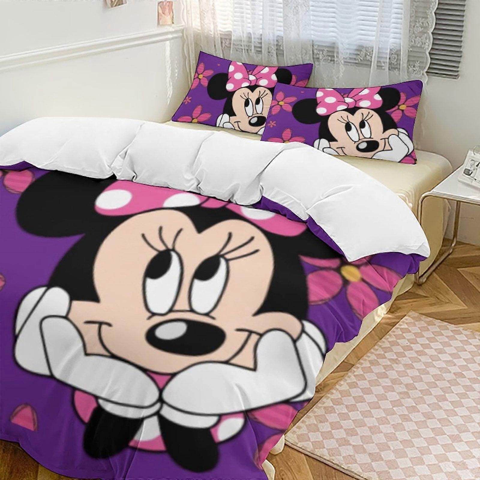 v3727  Bed Sheets Bedding Minnie MouseCartoon Collection 3-Piece Comforter Set, Personalized Bedding Decor for Kids And Teens  Bed Sheets  yuq3727