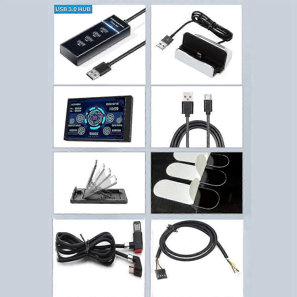 3.5 Inch Ips Type-c Secondary Screen Computer Cpu Gpu Ram Hdd Monitor Usb Display With Splitter And