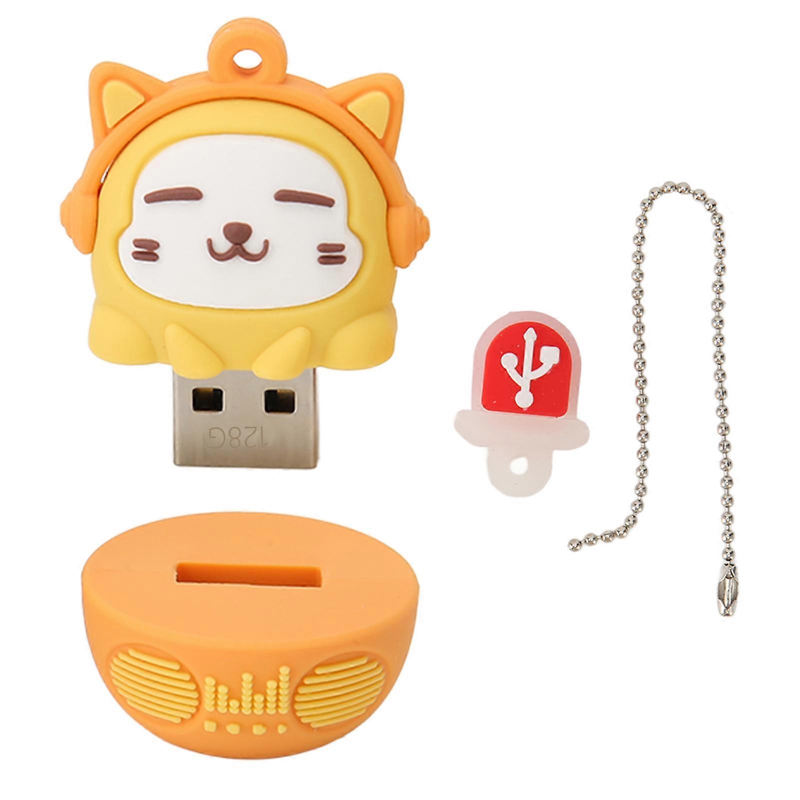 Cartoon Flash Drive PVC USB2.0 Cat Pattern Plug and Play Disque U antichoc pour téléphone portable Safran 128g