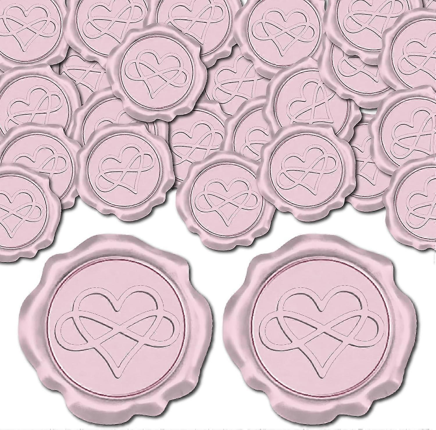 Light Pink Love Heart Wax Seal Stickers Wedding Valentine Day Invitations Envelope Sealing Sticker Label Self Adhesive for Gift Wrapping Party Birthda