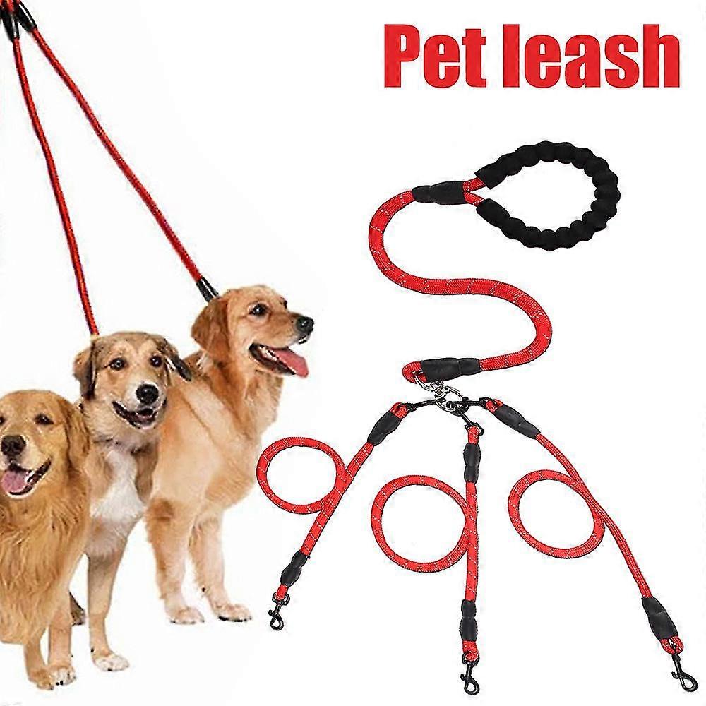 3 Way Dog Coupler Leash 360 Swivel No-Tangle Durable Nylon Pet Tractions Leash Lead For Multiple Dog Walking