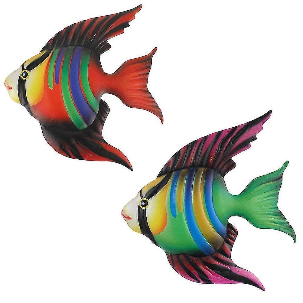 2pcs Iron Fish Pendant Wall Art Decor Wall Hanging Decoration Home Ornament