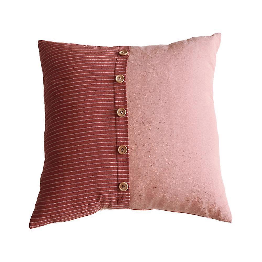 Home Mori button stripe stitching Nordic pillow cover