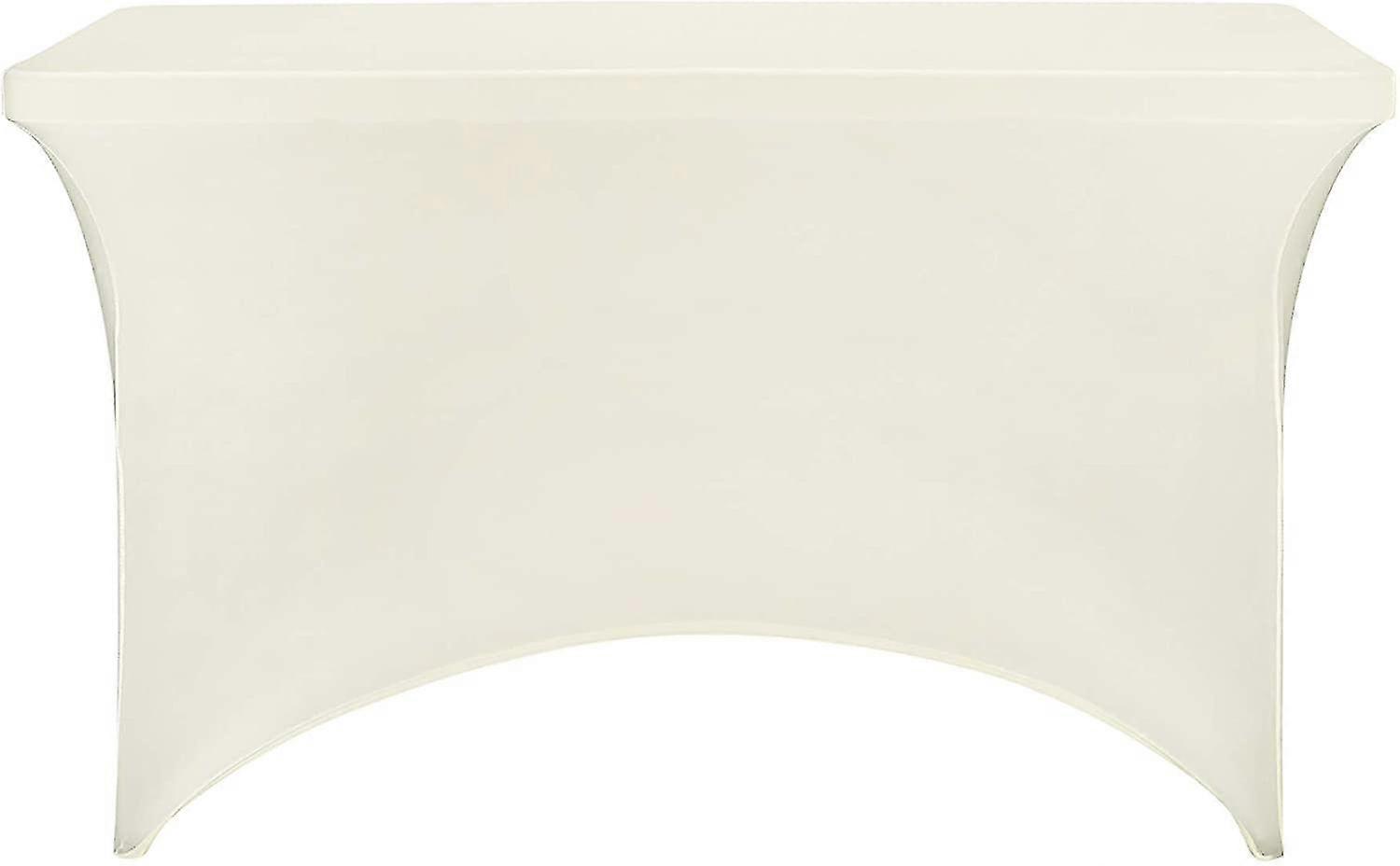 Off White Spandex Fit Elastic Table Cover