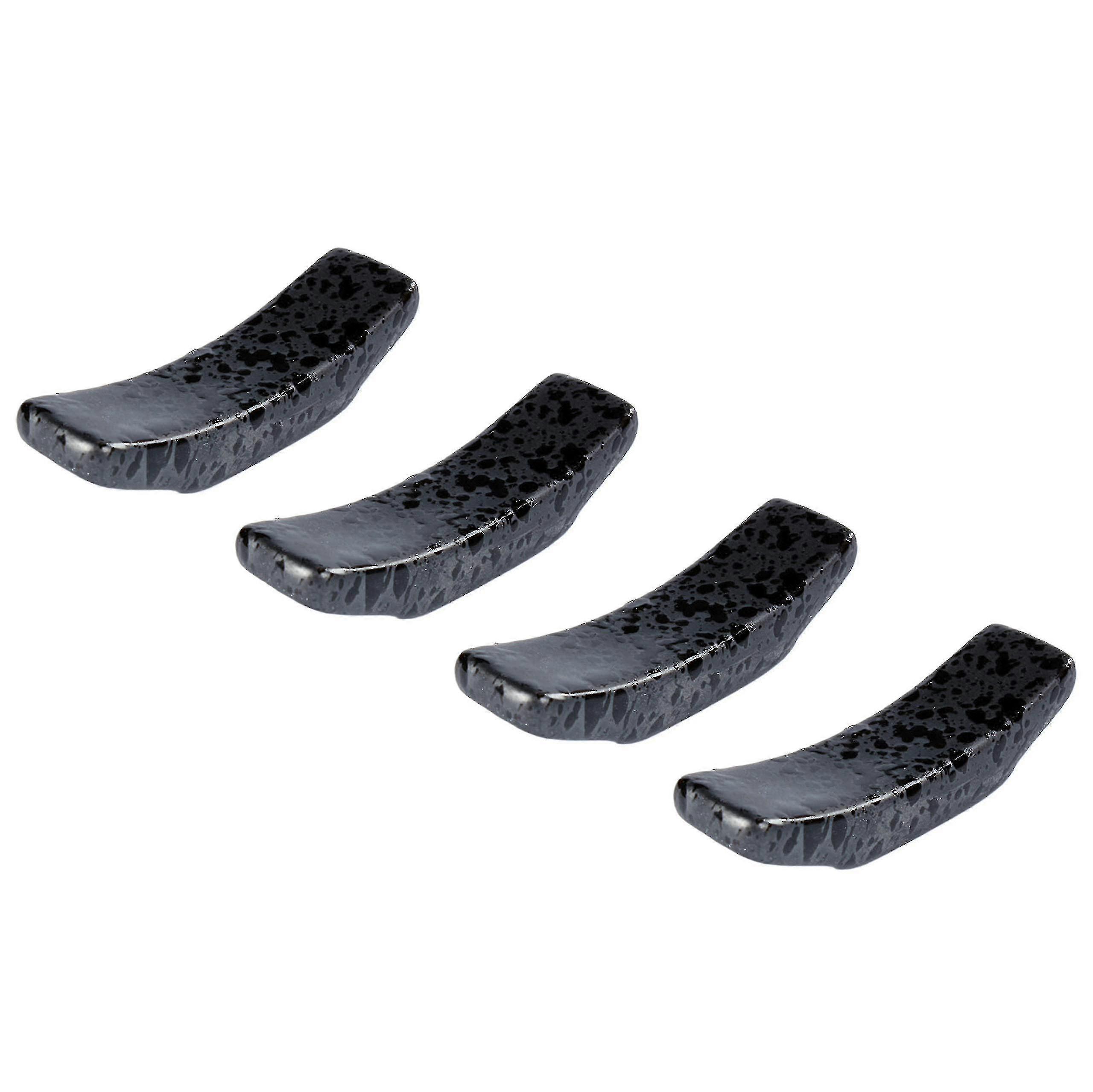 Chopsticks Holder Set Of 4 Ceramic Chopstick Stand Rest Rack Spoon Fork Knife Holder Set (black)
