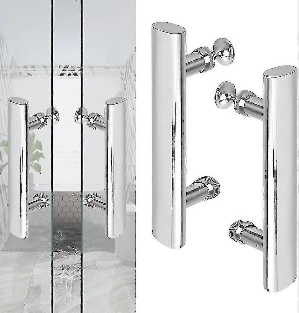 2 Pack Klamki do drzwi prysznicowych Chromowane gałki do drzwi Dwustronne gałki do drzwi Odległość otworu 145 mm Kompatybilna ze szklanymi drzwiami prysznicowymi