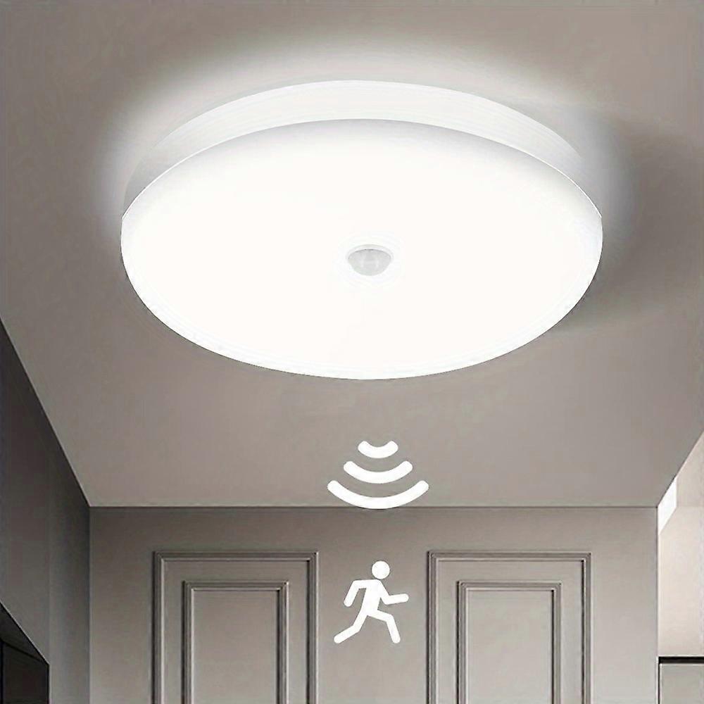 1pc Flush Mount Ceiling Light Motion Sensor, 6000K Motion Sensor LED Ceiling Light Fixture, Waterproof Ceiling Light, Low Profile Sensor Light, For In