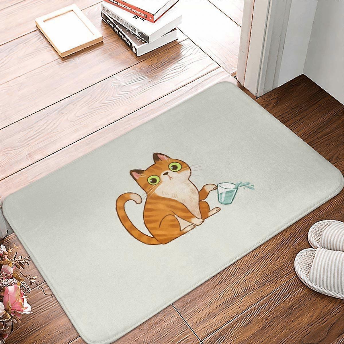 Cat Tipping Glass Doormat Carpet Mat Rug Polyester Non-Slip Floor Decor Bath Bathroom Kitchen Bedroom 40x60