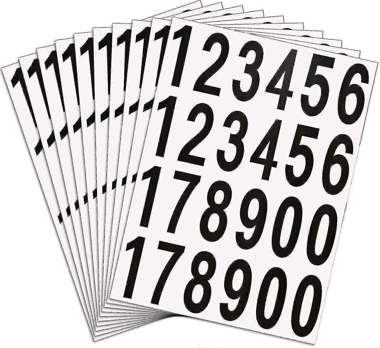 240 Pieces 10 Sheets Numbers Stickers Mailbox Numbers Self Adhesive Vinyl Numbers For Residence And Mailbox Signs (2 Inch, Black On White)
