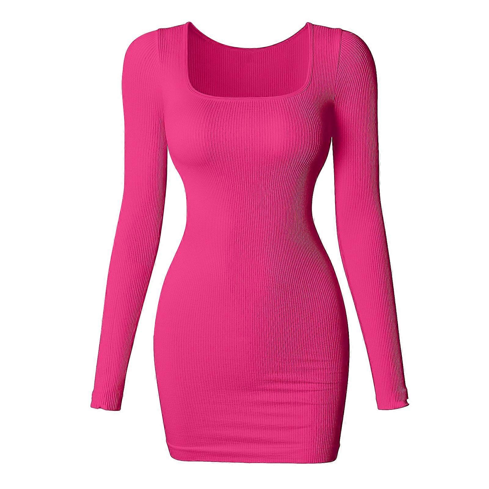 Women's Mini Hip Dress with Squared Neck Top Stylish Comfortable Soft Skirt for Autumn Winter