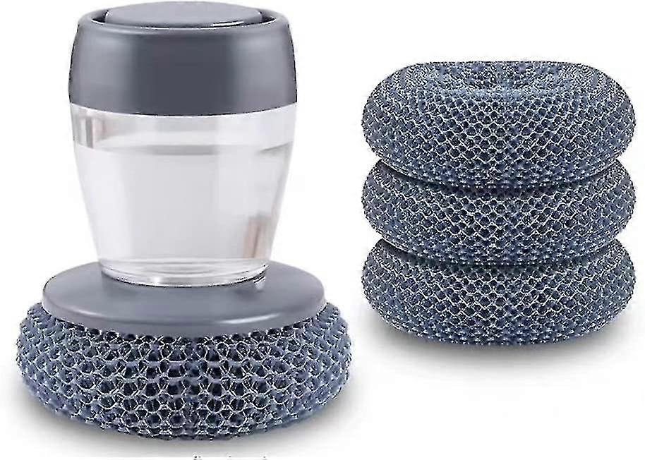 Replaceable Dishwashing Brush With Soap Dispenser 3 Pcs