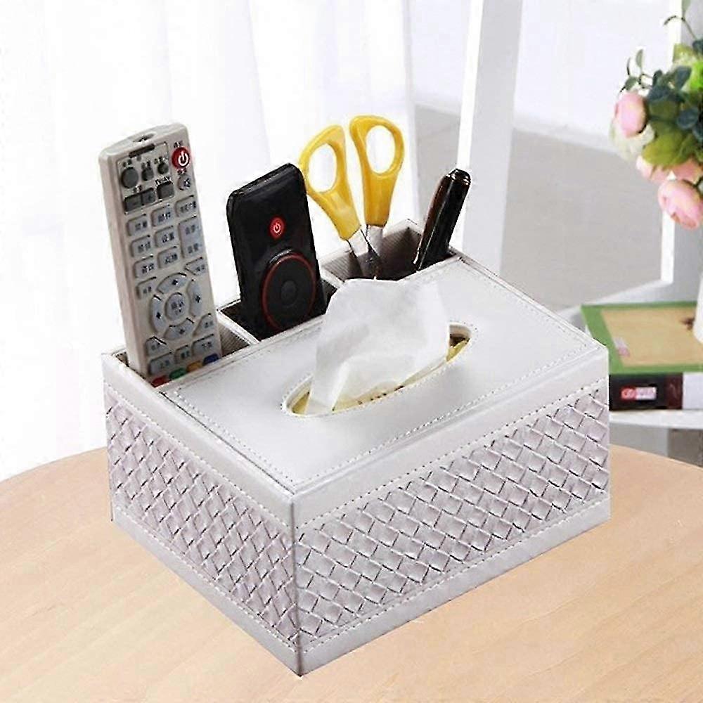 PU Leather Multifunction Tissue Box Cover Pen Pencil Holder Remote Control Stora