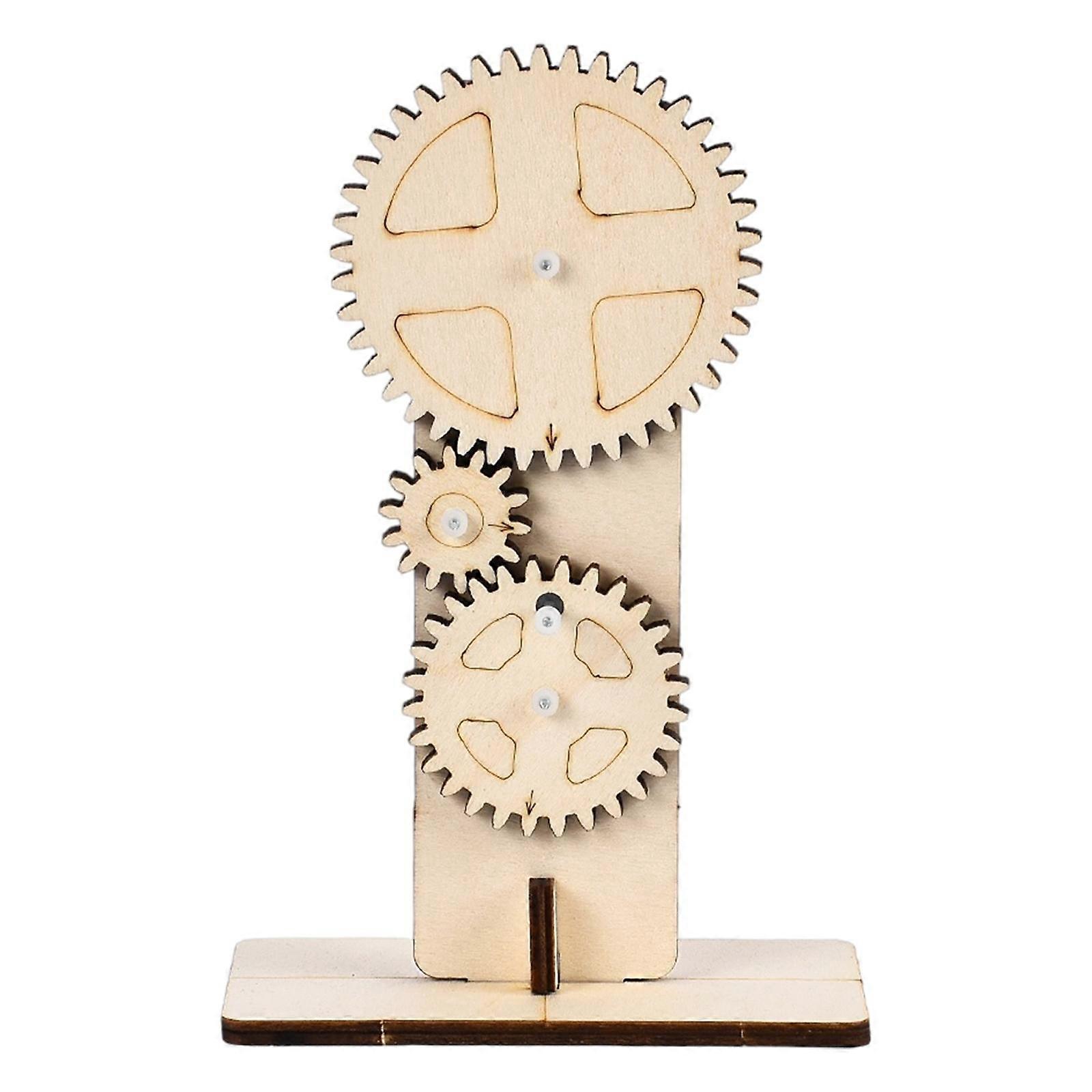 DIY Run Game Wooden Gear Drive Model Building Kits Students Science Experiments Toys
