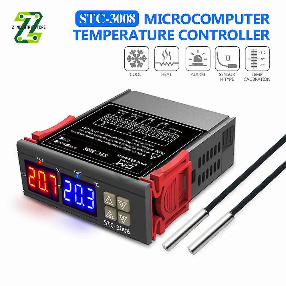 STC-3008 Dual Digital Temperature Controller Two Relay Output Double NTC Sensor Temperature Controller