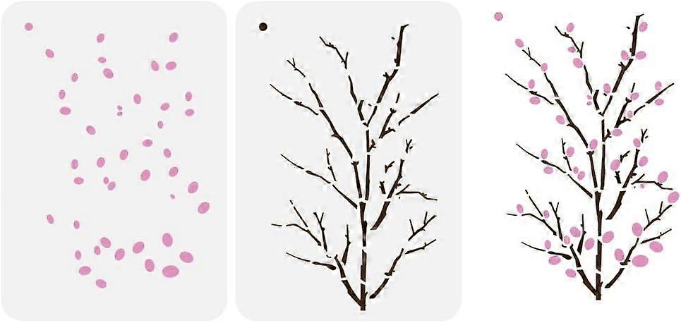 2PCS Layered Pussy Willow Painting Stencils 8.3x11.7inch Plastic PET Leaf Branch Templates Hollowed Willow Tree Stencils Reusable Large Willow Templat