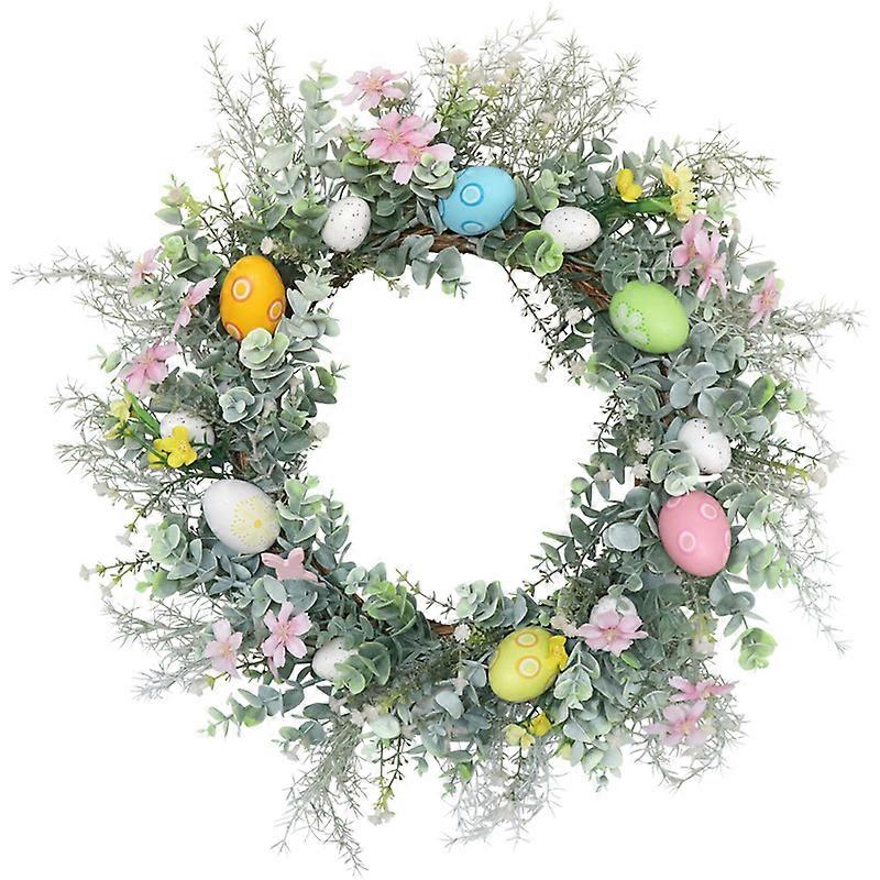 Ghirlanda di Pasqua con Uova Pastello Ghirlanda di Uova di Pasqua Artificiale per Porta d'Ingresso Ghirlanda di Porta Primaverile con Fiori di Campo e Uova di Pastello Decorazioni di Pasqua per