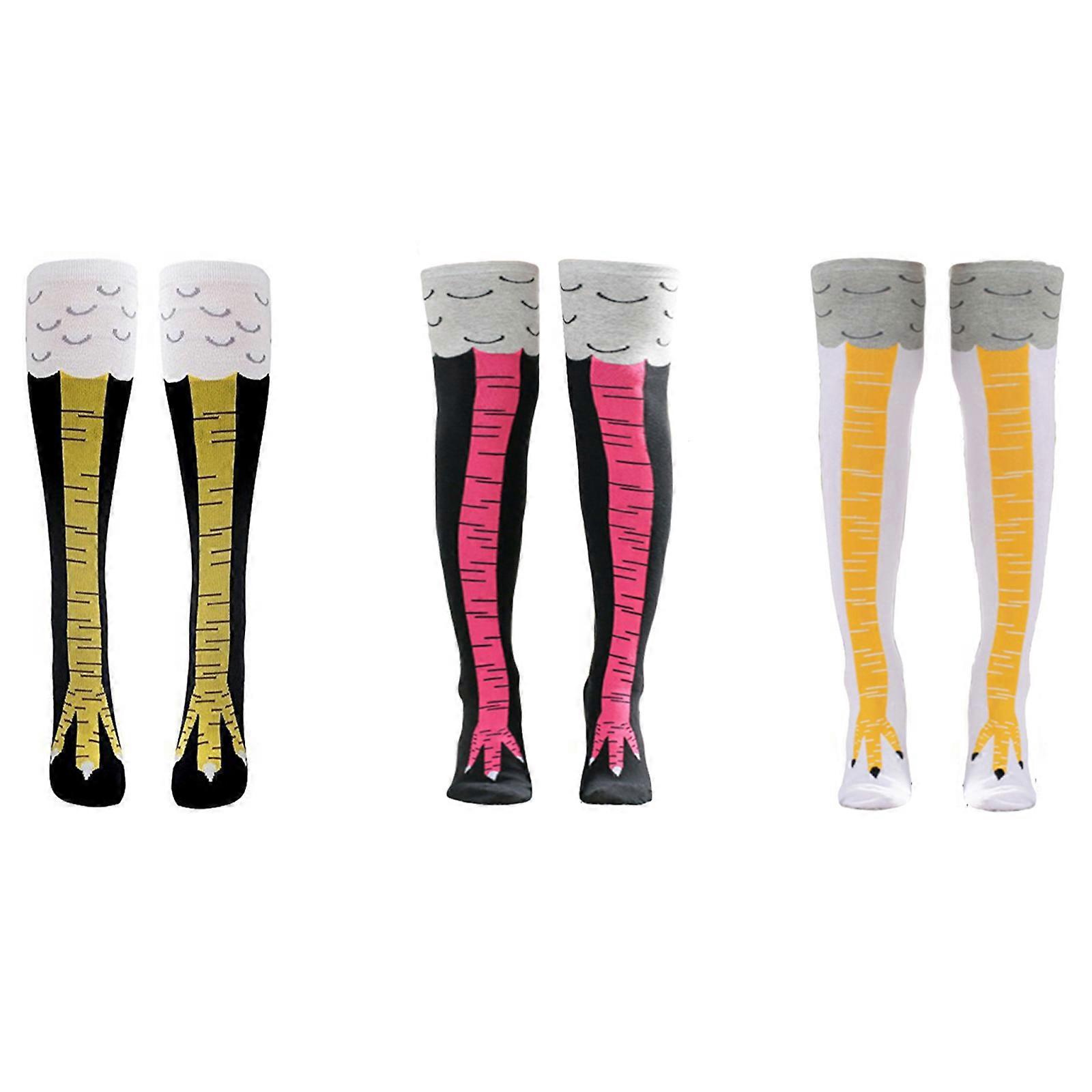 Womens Novelty Funny 3D Chicken Leg Socks High Cartoon Animals Thigh Stocking