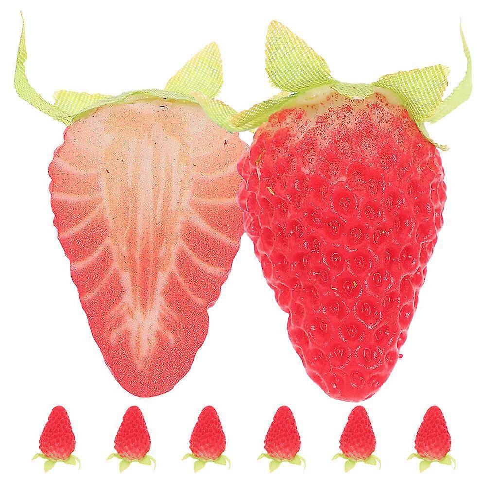 Simulation Strawberry Model PVC 8Pcs Red Faux Strawberries for Playing with Color