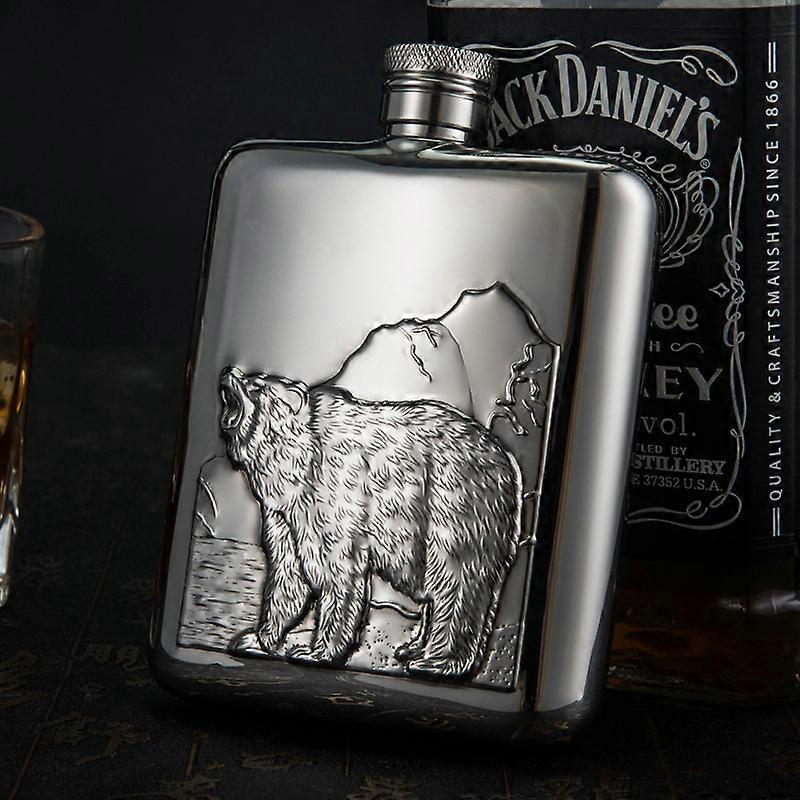 Hip Flask with Funnel, All 304 Food Grade Curved Stainless Steel Pocket Flask for Liquor - Comes in Gift Box, 304 Stainless Steel2