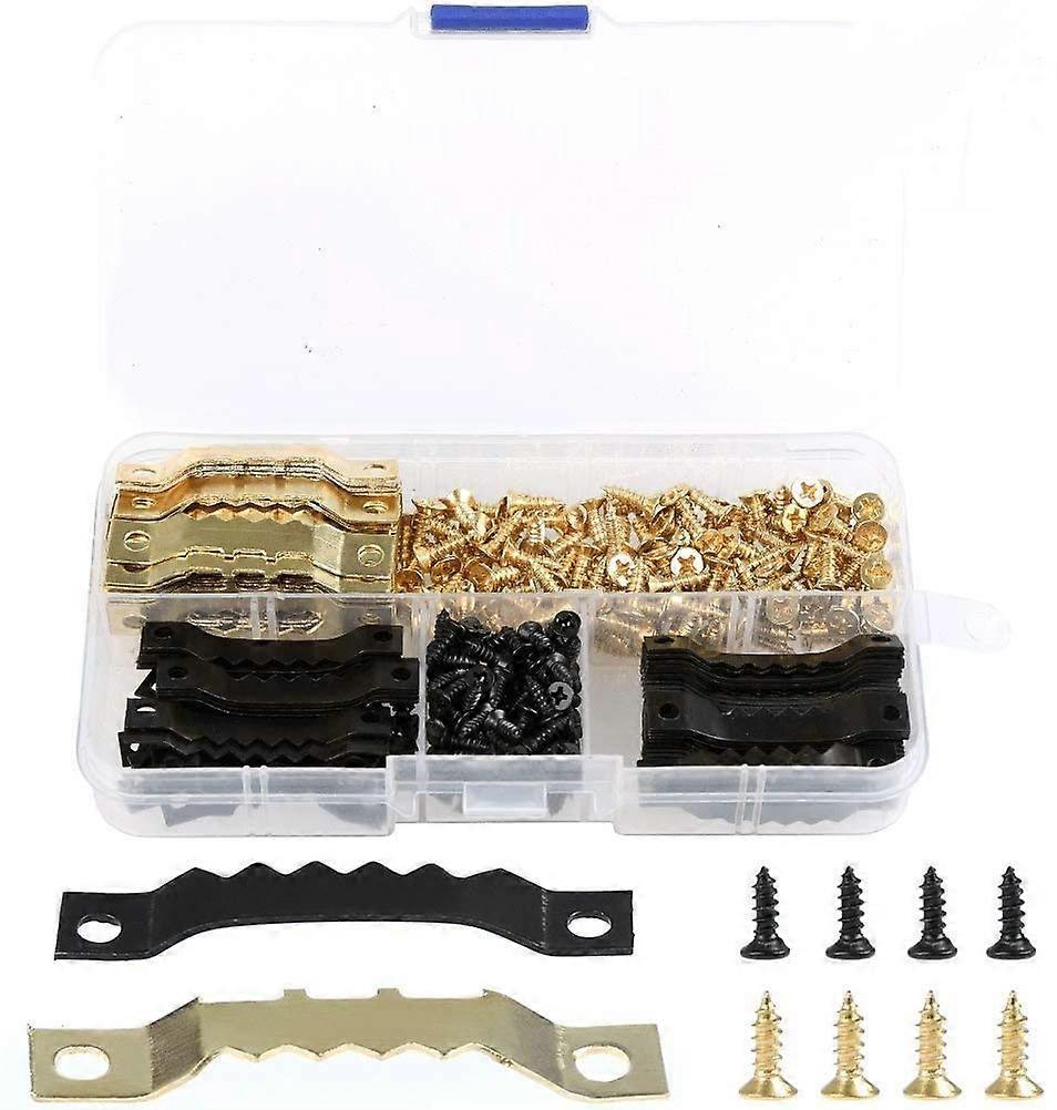 2025 New 100 pcs Photo Frame Durable Hanging Hooks - Double Hole Sawtooth Picture Frame Hangers with Screws