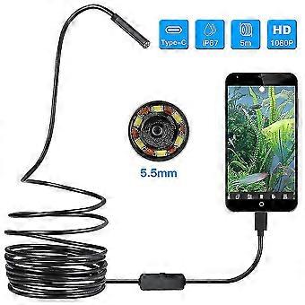 Type C Borescope Usb Inspection Camera Hd 6 Adjustable Led Light -16.4ft