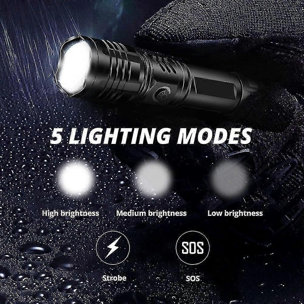 Lampe Torche LED L2 XHP50 – Ultra Puissante 1000 Lumens – Rechargeable USB – Noire