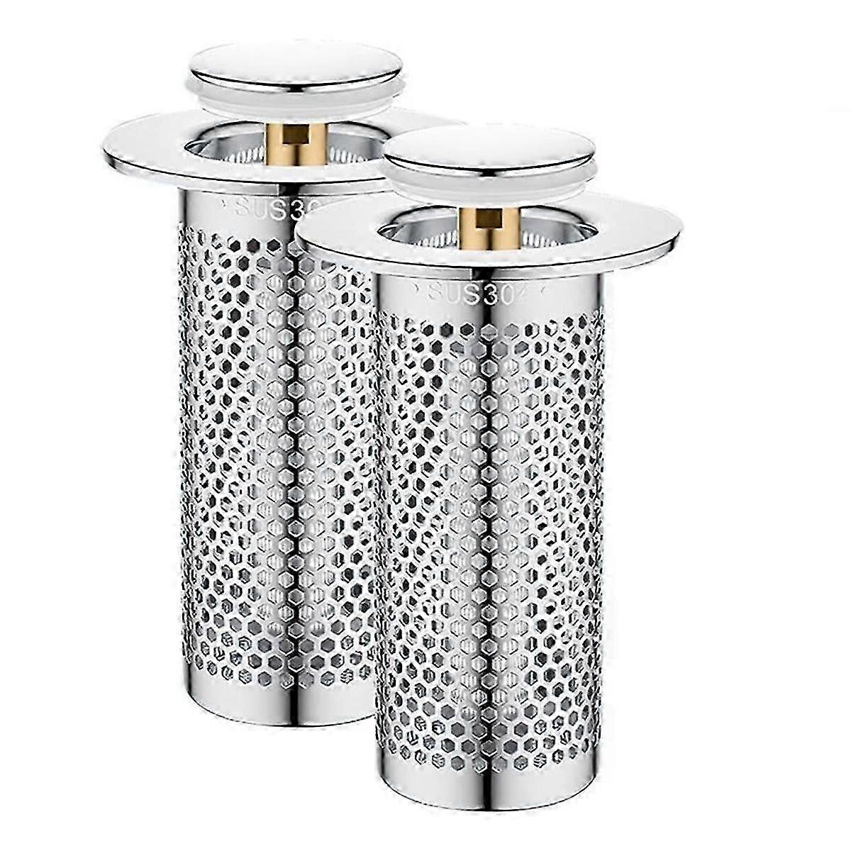 2 قطعة الفولاذ المقاوم للصدأ الطابق تصفية تصفية ، حوض الاستحمام بالوعة مصفاة ، حتى بالوعة تصفية ، للمطبخ ، حوض الاستحمام ، بالوعة أنابيب المياه